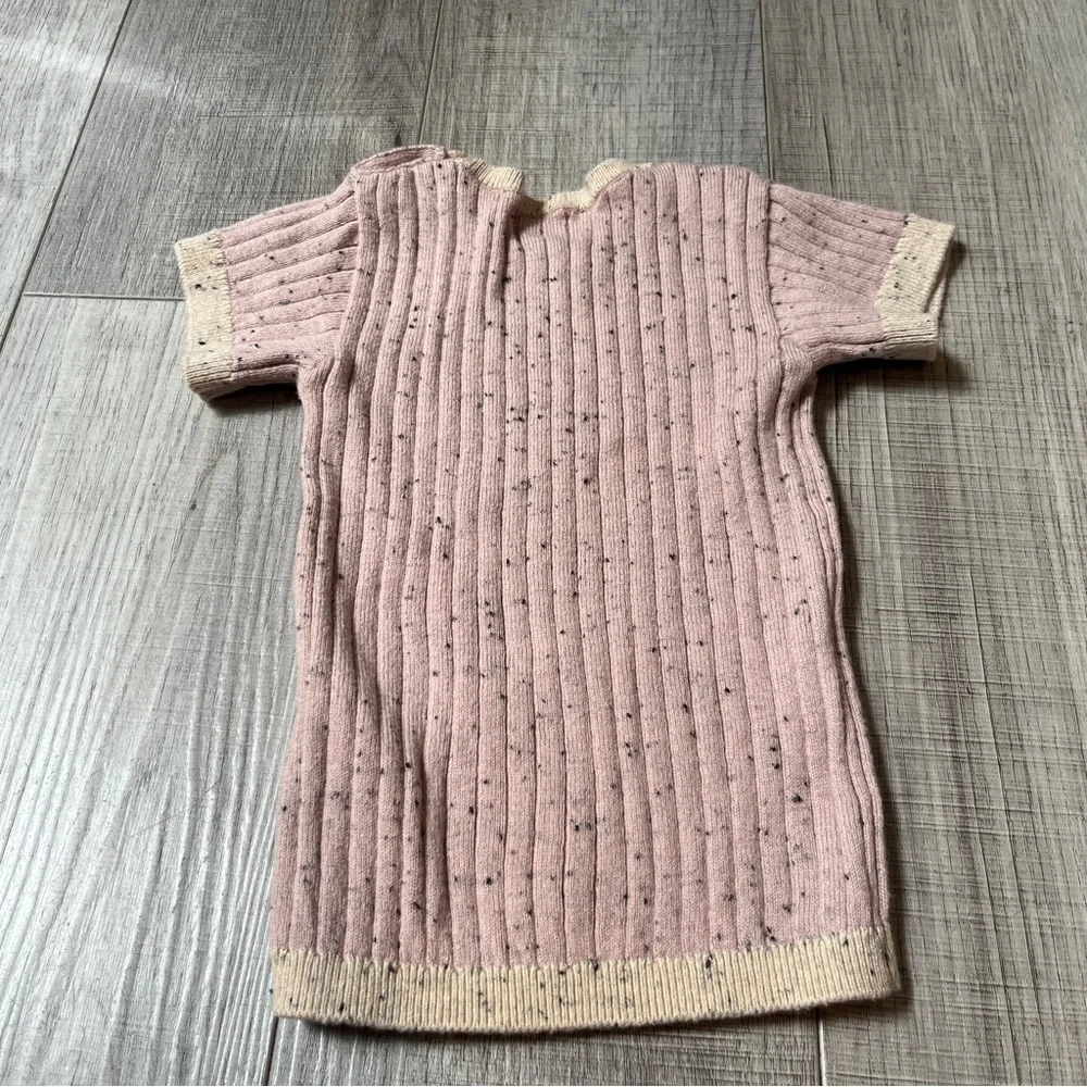 7 AM Grey Short Sleeve Top, Biker Shorts & Hat Set - Cozy Ribbed Knit 9-12 month